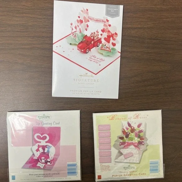 Lot Of‎ 3 Hallmark Signature Paper Wonder Pop Up Valentines Day Cards Treasures