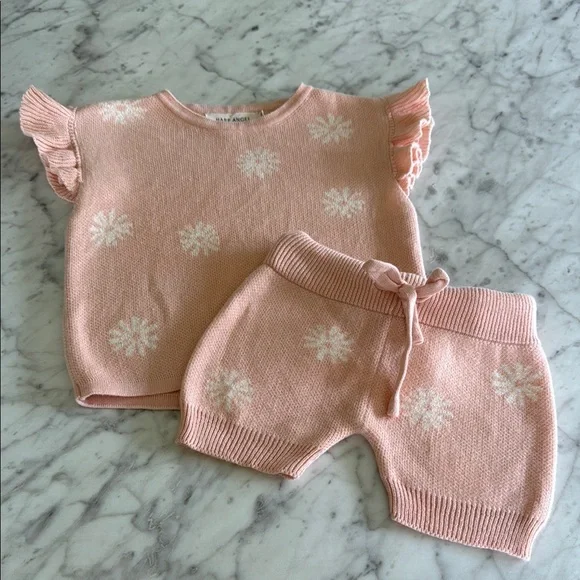 Harp Angel Organic Knit Short Set Size 6-12 Months