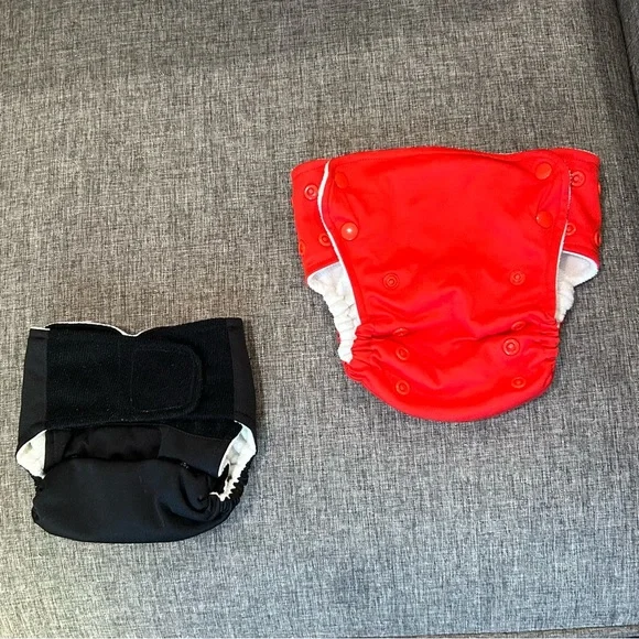 Baby Kicks Premium Pocket Cloth Diapers Velcro & Snap Closure Black Orange Red