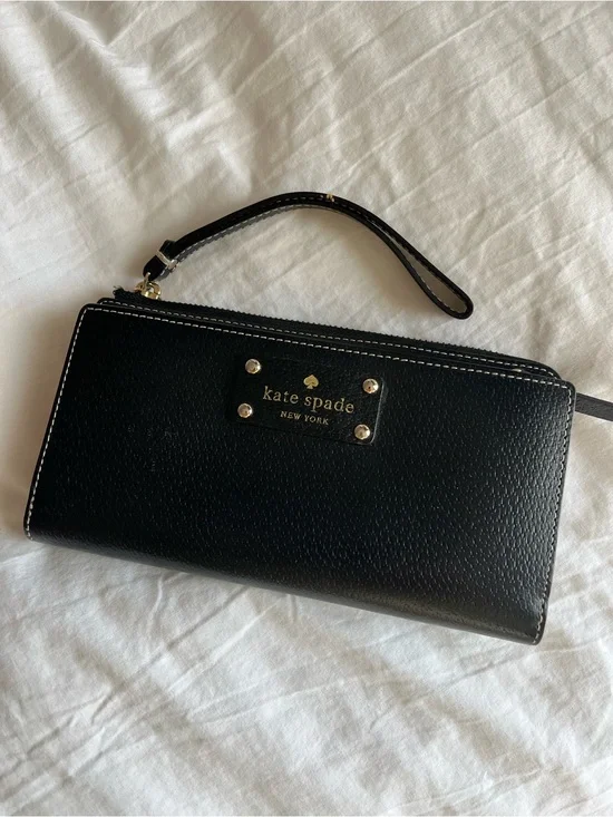 Kate Spade Black Leather Wallet Wristlet