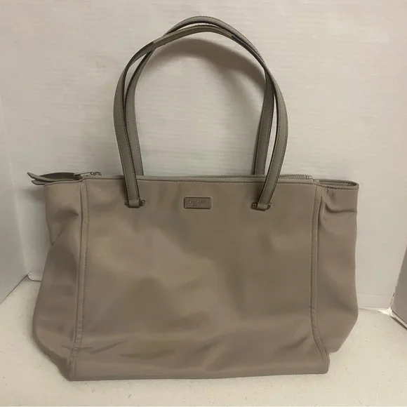 kate spade taupe beige nylon tote