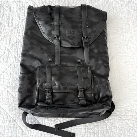 Steve Madden Black Durable Canvas Backpack with Adjustable Straps