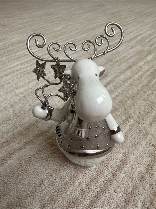 Pier 1 Imports Moose Figurine Silver White Ceramic Figurine 4.5