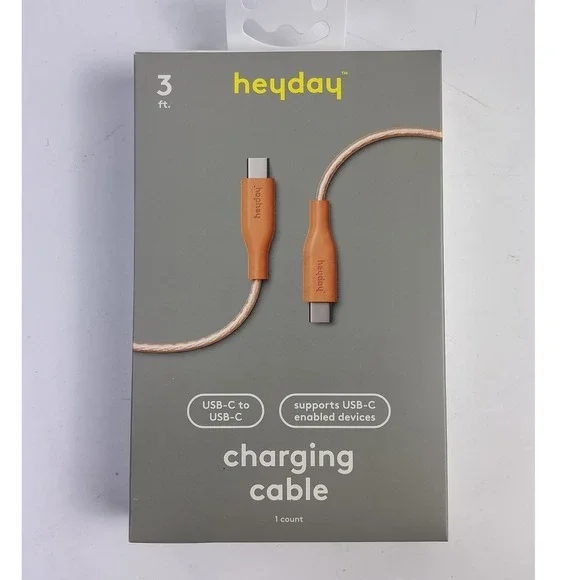 heyday 3ft USB C to USB C Charging Cable Peach‎ Fast Charge