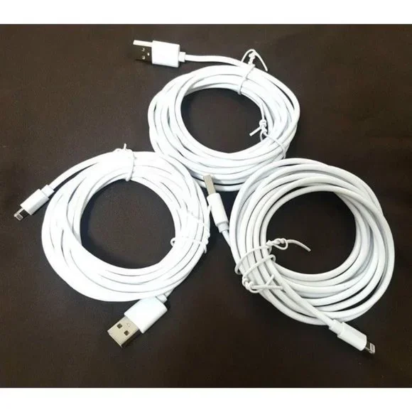 3 X iPhone Charging Cable 10ft Extra Long Charger - White