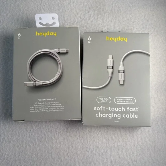 2pk 6' USB-C to USB-C Fast Charging Silicone Cable - heyday White Clay
