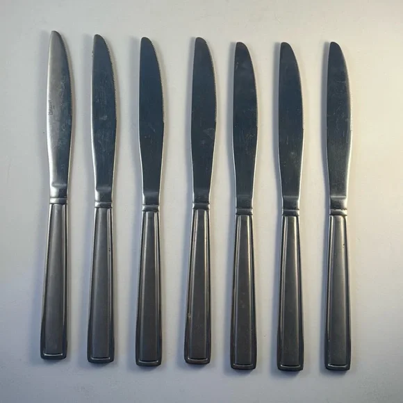 7 Piece Pfaltzgraff‎ Everyday Chalfonte Knives Stainless Steel Glossy Outlined
