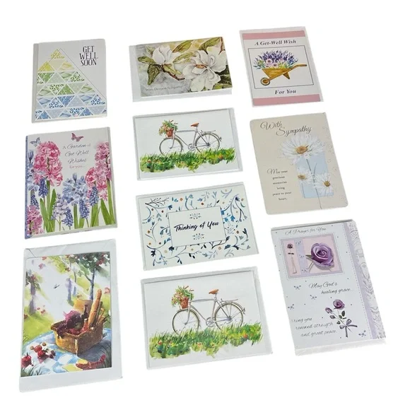Assorted get well soon thinking of you sympathy card Greeting Cards Set of 10