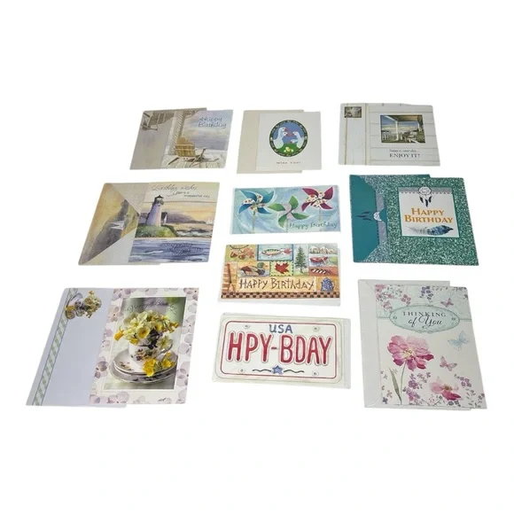 Assortment of Vintage birthday Floral nautical Greeting Card Set of 10