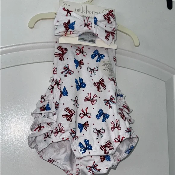 Red and White Diaper Covers with Playful Butterfly Print
