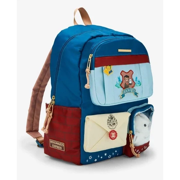 Harry Potter Hogwarts‎ Express Multi-Pocket Backpack With Hedwig Plush! NWT