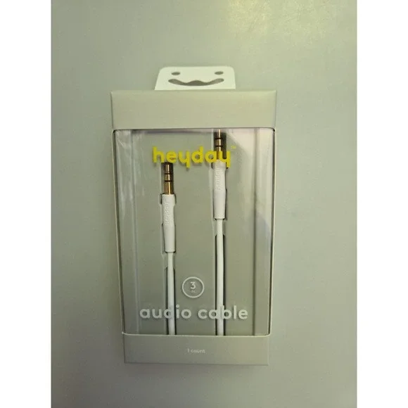 Heyday Audio 3.5mm to 3.5mm Auxiliary (Aux) Round Cable 3ft‎ White