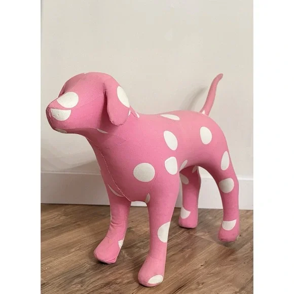 VTG RARE Victoria's Secret Pink XL Display Dog Pink/white Polka Dot 25.5