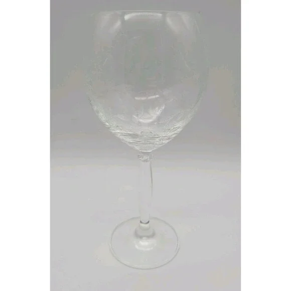 Pier 1 Eliza Red Wine Glass Etched Leaves Vines