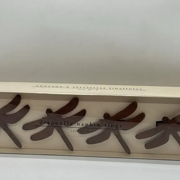 Pier 1 Brown Dragonfly Napkin Rings Set of 4