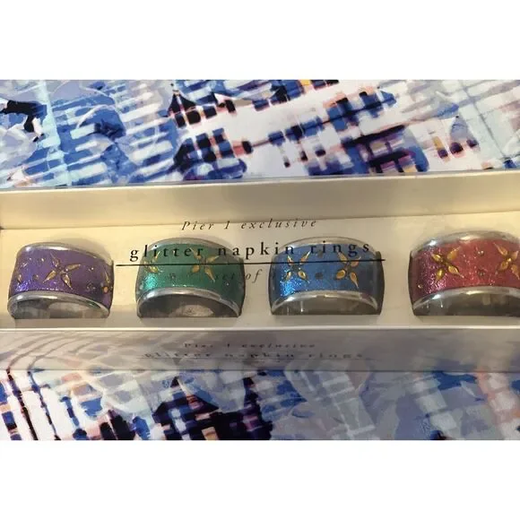 PIER 1‎ -Glitter Napkin Rings Set Of 4 (New)