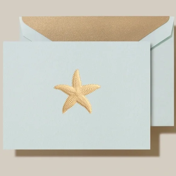 NEW Crane Engraved Starfish Notecards with Envelopes, Box of 10