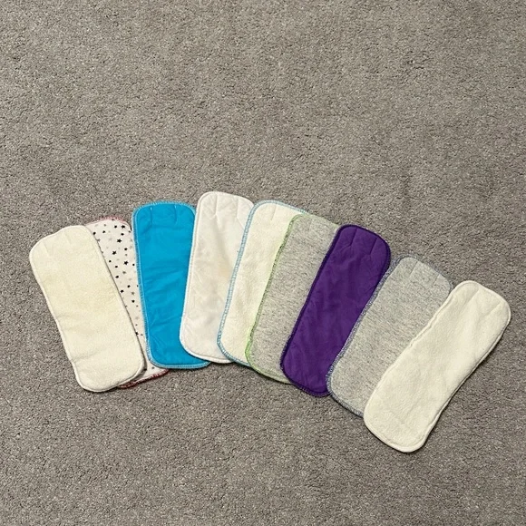Ragababe size medium cloth reusable diaper inserts set of 9