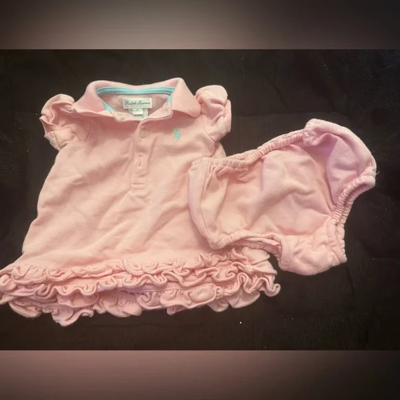 Ralph Lauren Pink Ruffled Diaper Cover Set
