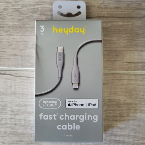 Heyday to‎ USB-C fast charging cable 3 Feet Gray IPhone Ipad