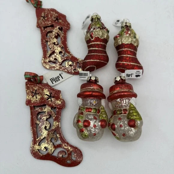 Vintage & Modern Lot Of 6 Pier 1 Christmas Ornaments