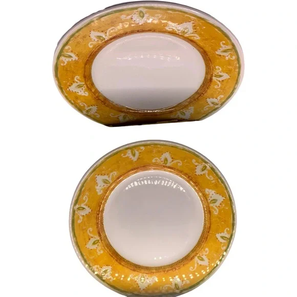 Set of 2 Pier One Moroccan Antiqued Gold DINNER Plates 10.5
