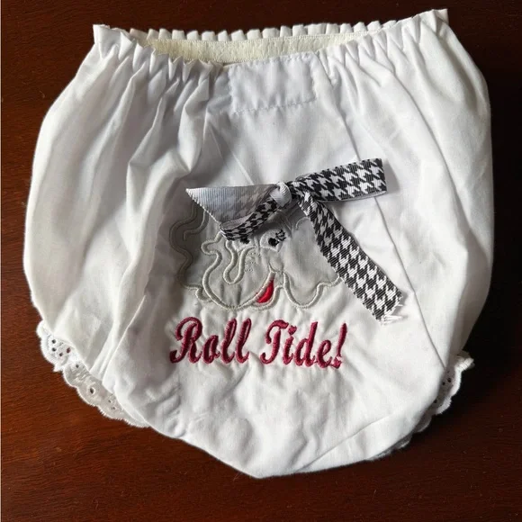 Alabama White Bloomers with Embroidered Elephant and 