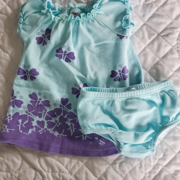 Circo Butterfly Dress and Diaper Cover Set - Light Blue and Purple