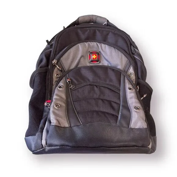 Swiss Gear Wenger Shock Absorbing‎ Laptop Padded Backpack Large Black Gray