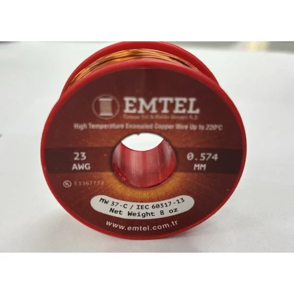 Emtel 23 AWG 0.574mm ME 37-C High Temp Enameled Copper Wire 8oz 220°C Ice 60317