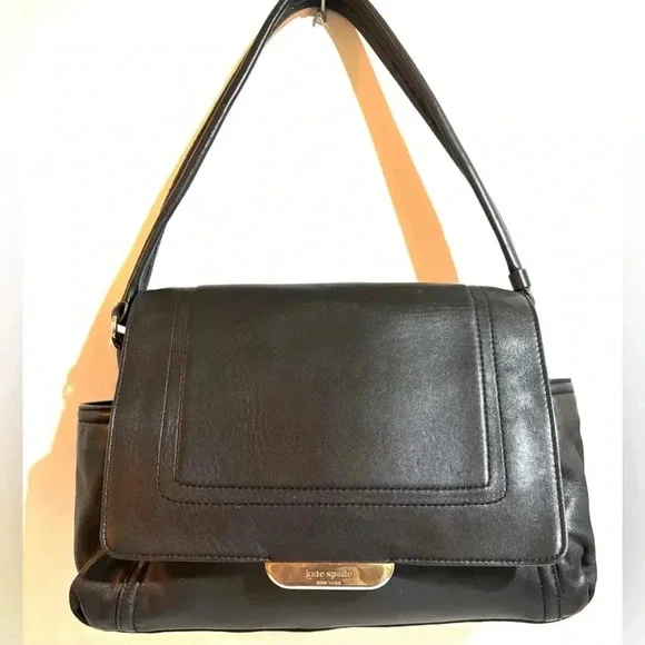 Kate spade black leather shoulder handbag