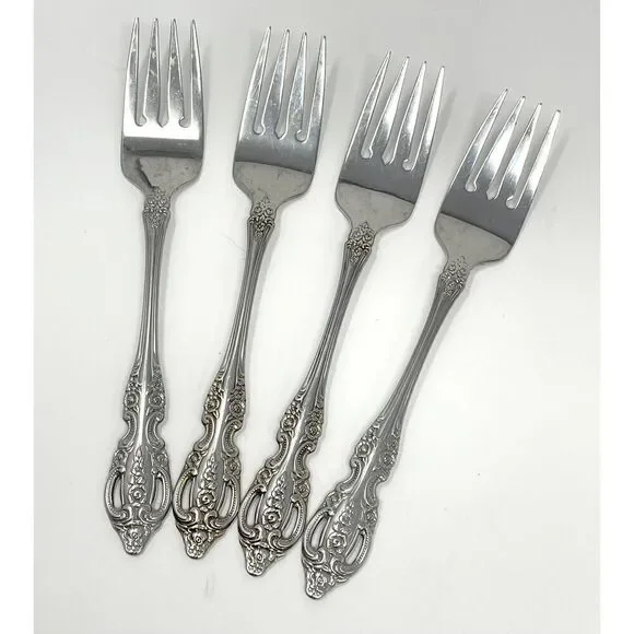 Oneida Renoir-Pembrooke Stainless Floral Pierced Salad Forks 6.75