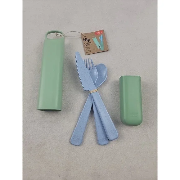 Wheat Straw**Camping/Dorm/Travel**HIP Cutlery**3pc Set W/Carrying Case***NEW***