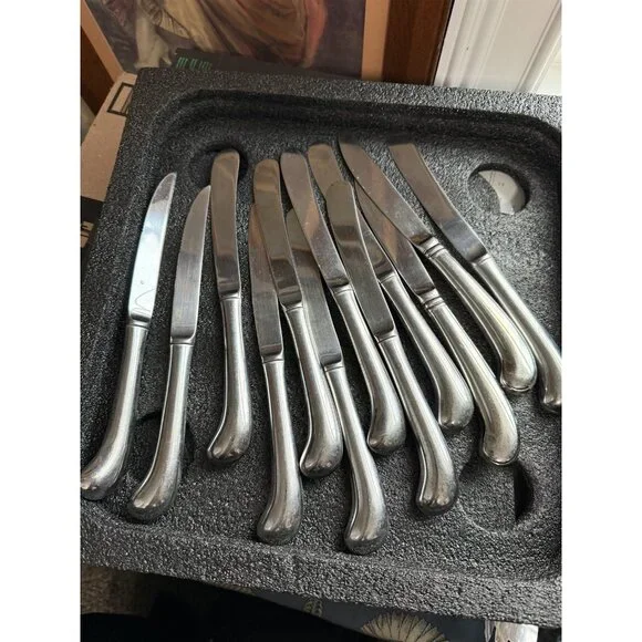 12 Piece Stainless Steel Dinner Knives Pistol Grip Handle Korea