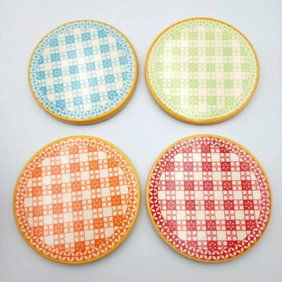NEW‎ Pier 1 Ceramic Coasters 4.25in Geometric Colorful
