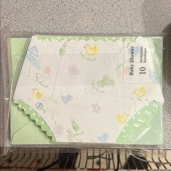 ☠️5/$20☠️HALLMARK | NWT 10 PK BABY SHOWER DIAPER DESIGN INVITATIONS