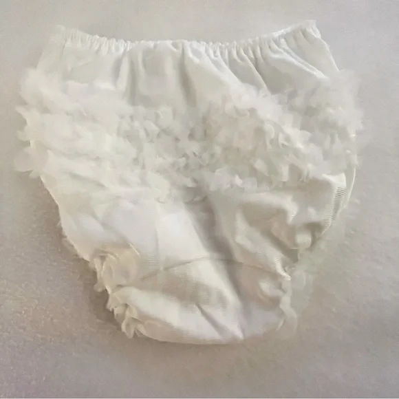 White Diaper Cover with Frilly Bottom