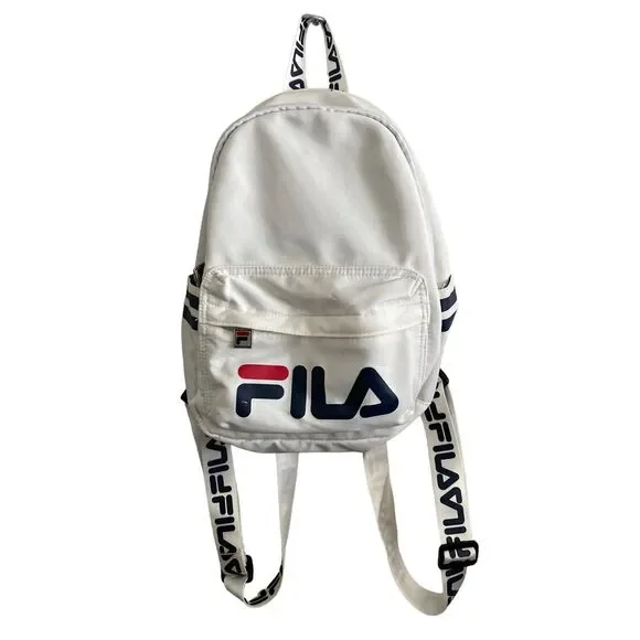 Fila Logo Mini Backpack 9x5x11 White Red Blue School Bookbag