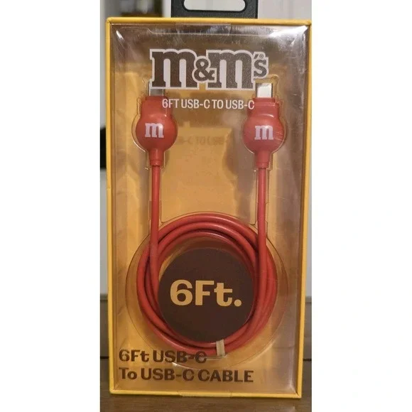 M & M CANDY 6' ft Orange‎ CHARGING USB-C CABLE To USB-C Official Licensed NIB