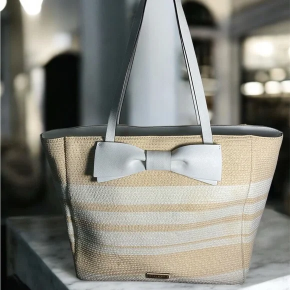 Kate Spade Beige and White Tote SHOULDERBAG Bag