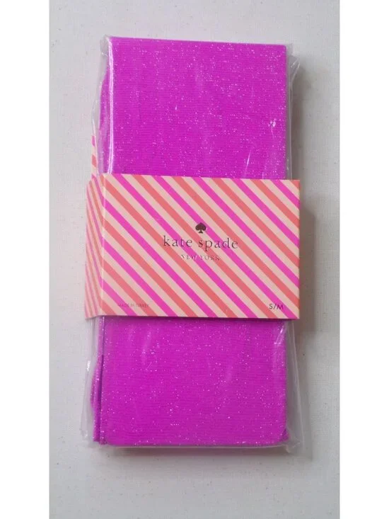 🆕KATE SPADE Tights Pantyhose Vivid Snapdragon Sparkle Pink Small/Medium