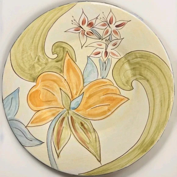 Pier 1 Charger Plate Siena Floral Italy Hand Painted Earthenware Large