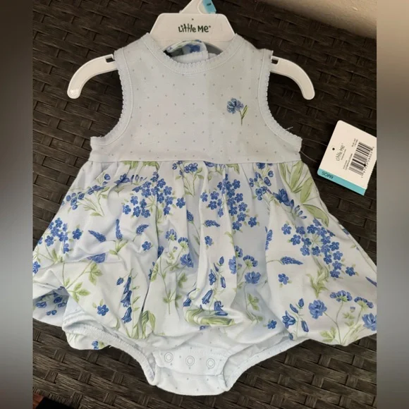 Little Me Blue and Green Floral Diaper Cover 6 months