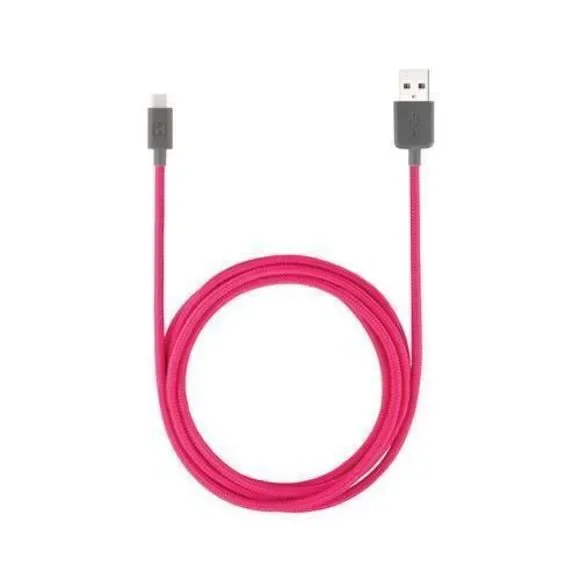 New iHome Micro USB 2.0 Cable‎ Nylon Charge & Sync Cable Pink 5 ft.