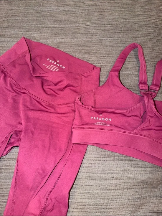 PARAGON Pink Supportive Sports Bra and Matching Leggings Set