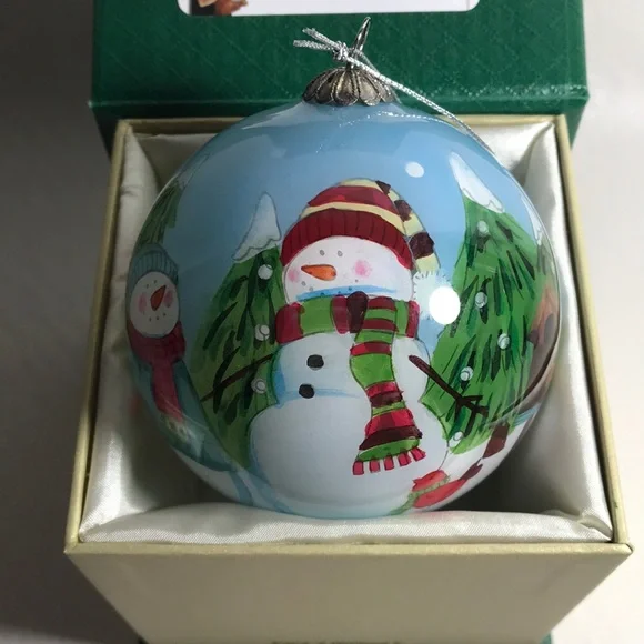 Pier 1 Li Bien Inside Painting Hand Painted Holiday Ornament & Box One of a Kind