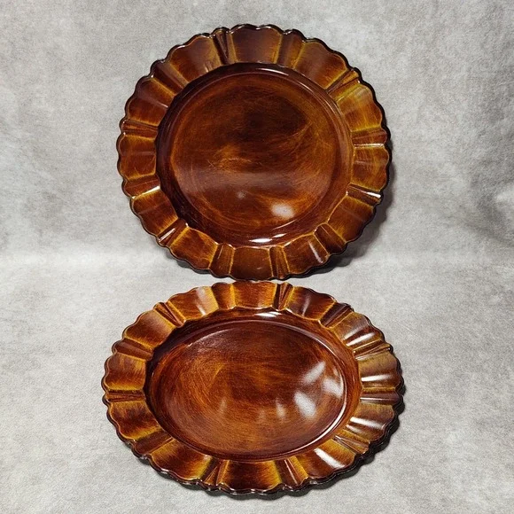 Retired PIER 1 one Brown Scalloped CHARGER Plates 13