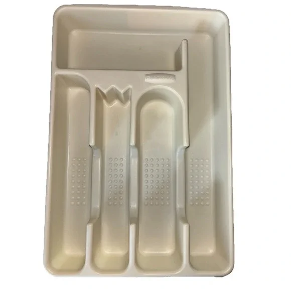 Vintage Rubbermaid Silverware Organizer Tray Flatware Almond Cutlery Retro‎ 2919