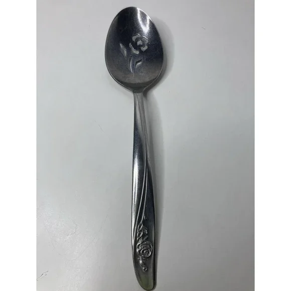 Oneida Community Flatware Pierced Serving Tablespoon Rose Shadow