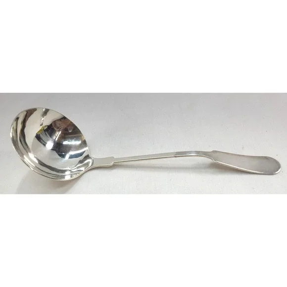 Antique Bailey Banks & Biddle Silver Plate Soup Ladle, Fiddle Pattern 9 Inches